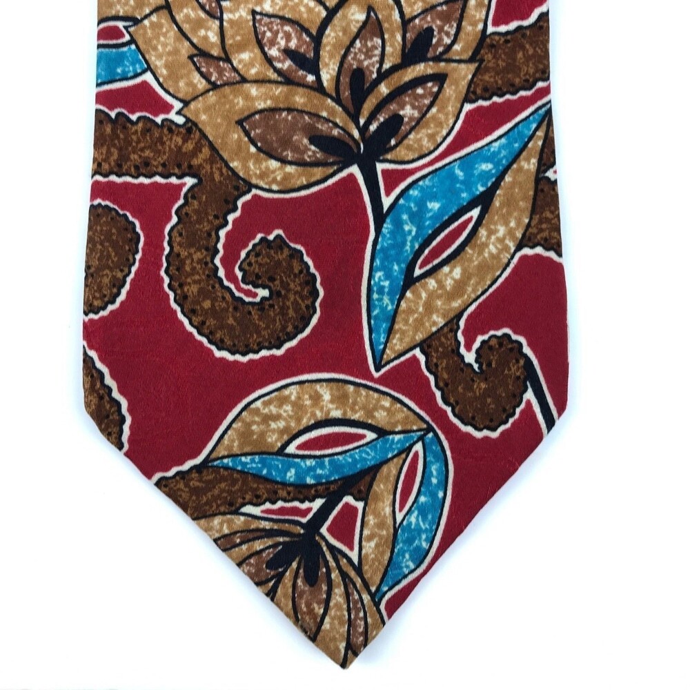 Mario Valentino Men's 100% Silk Multi-Color Floral Flower Elegant Necktie Tie